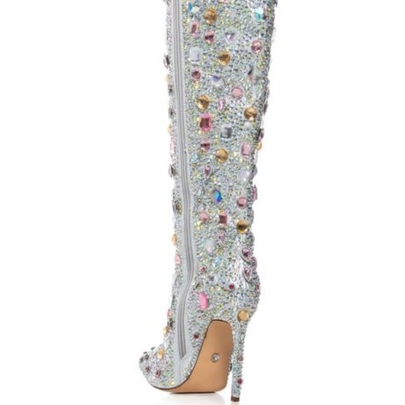 AZALEA WANG "ICONIC STANCE" RHINESTONE COVERED KNEE HIGH BOOT IN PINK(BRAND NEW - Picture 5 of 9